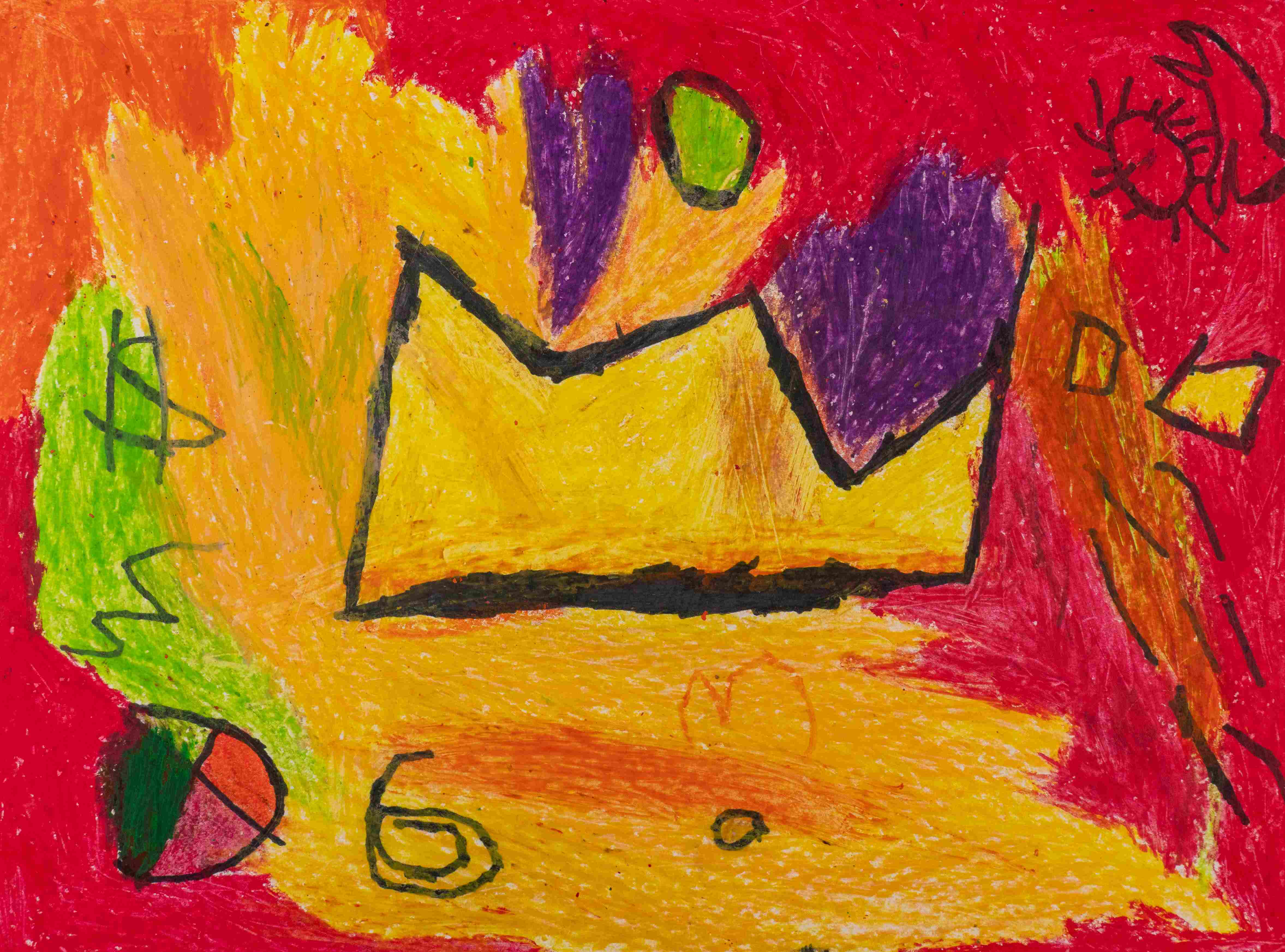 red and gold crown drawing