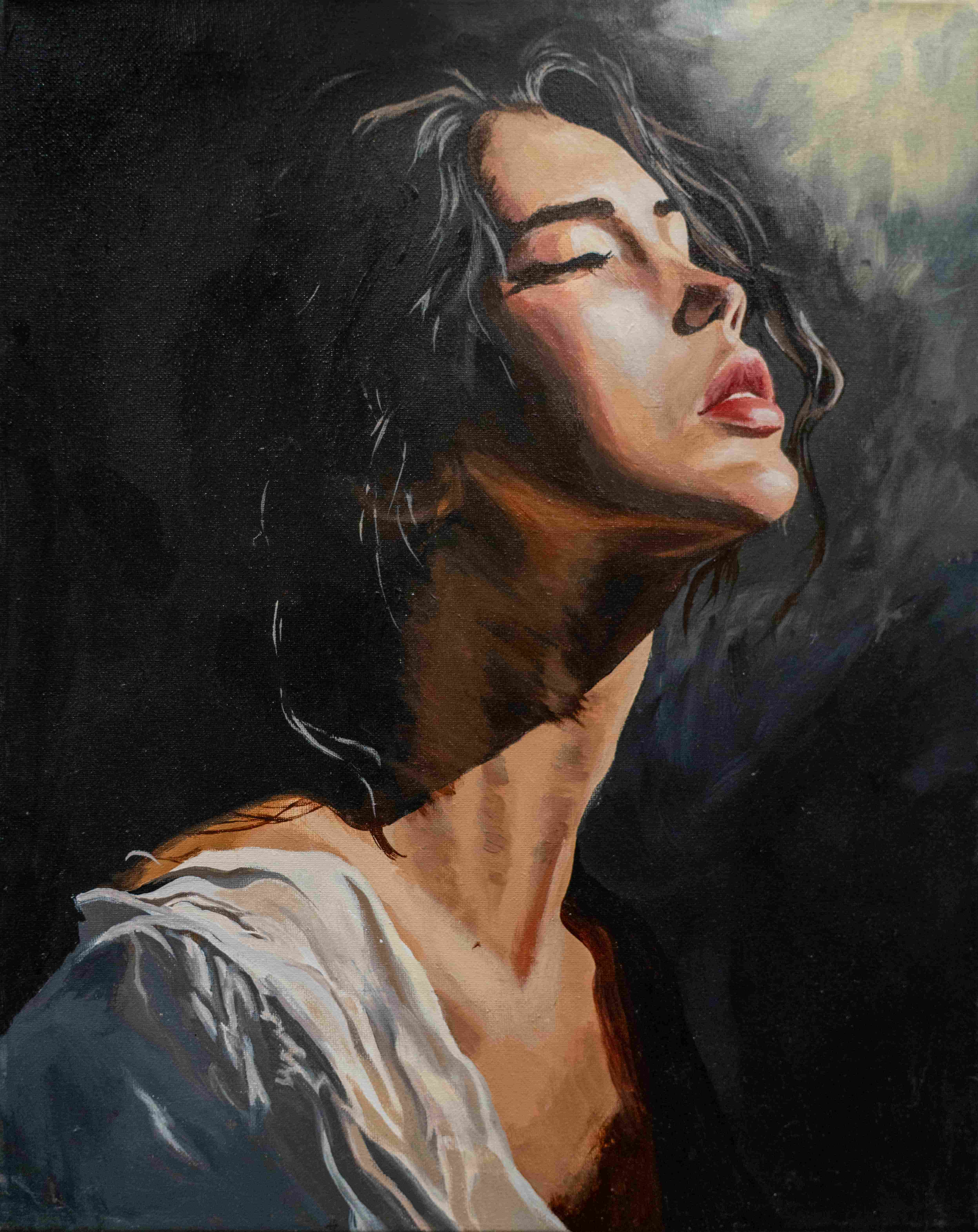 woman in dramatic light