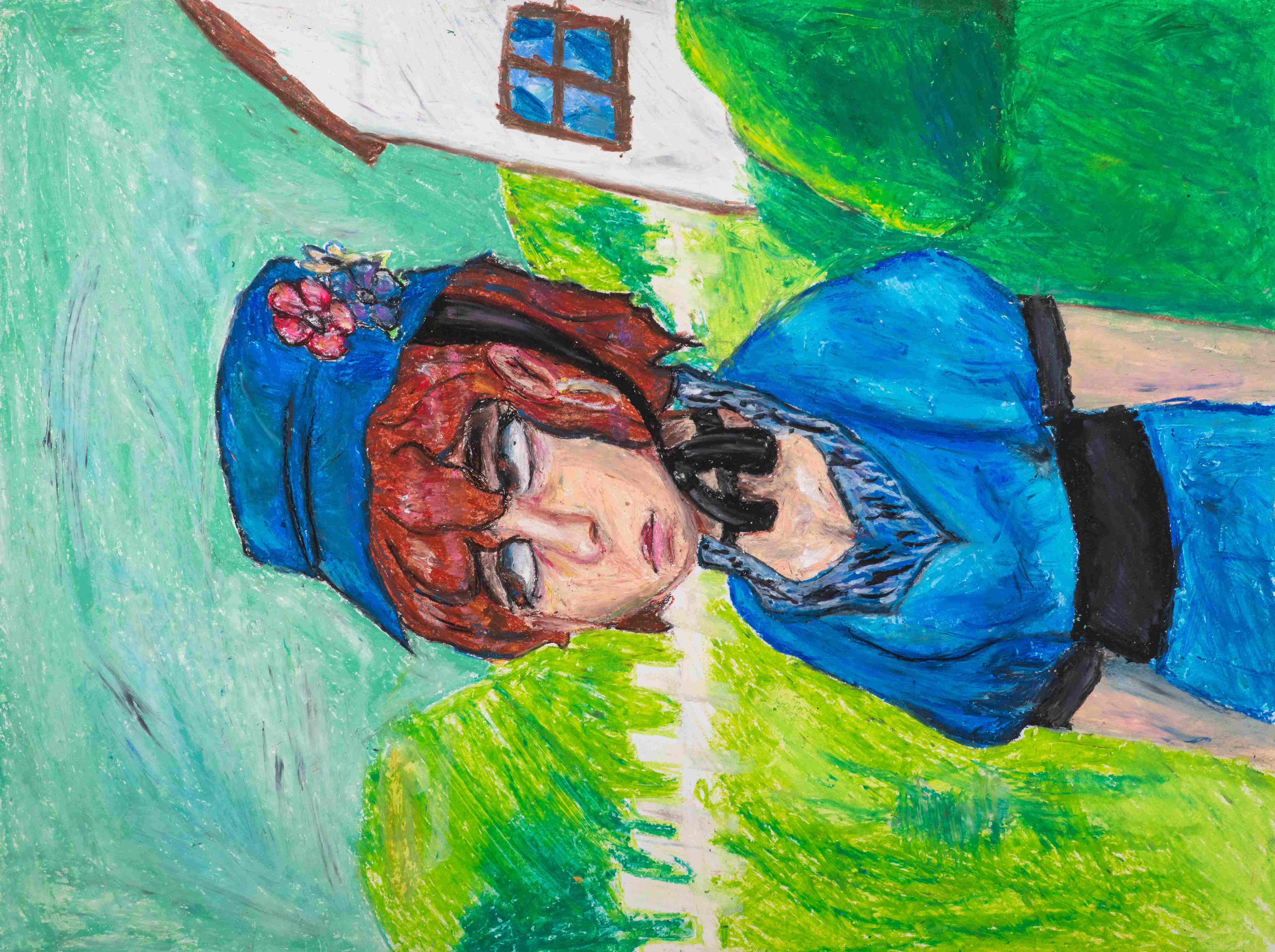 pastel drawing of girl