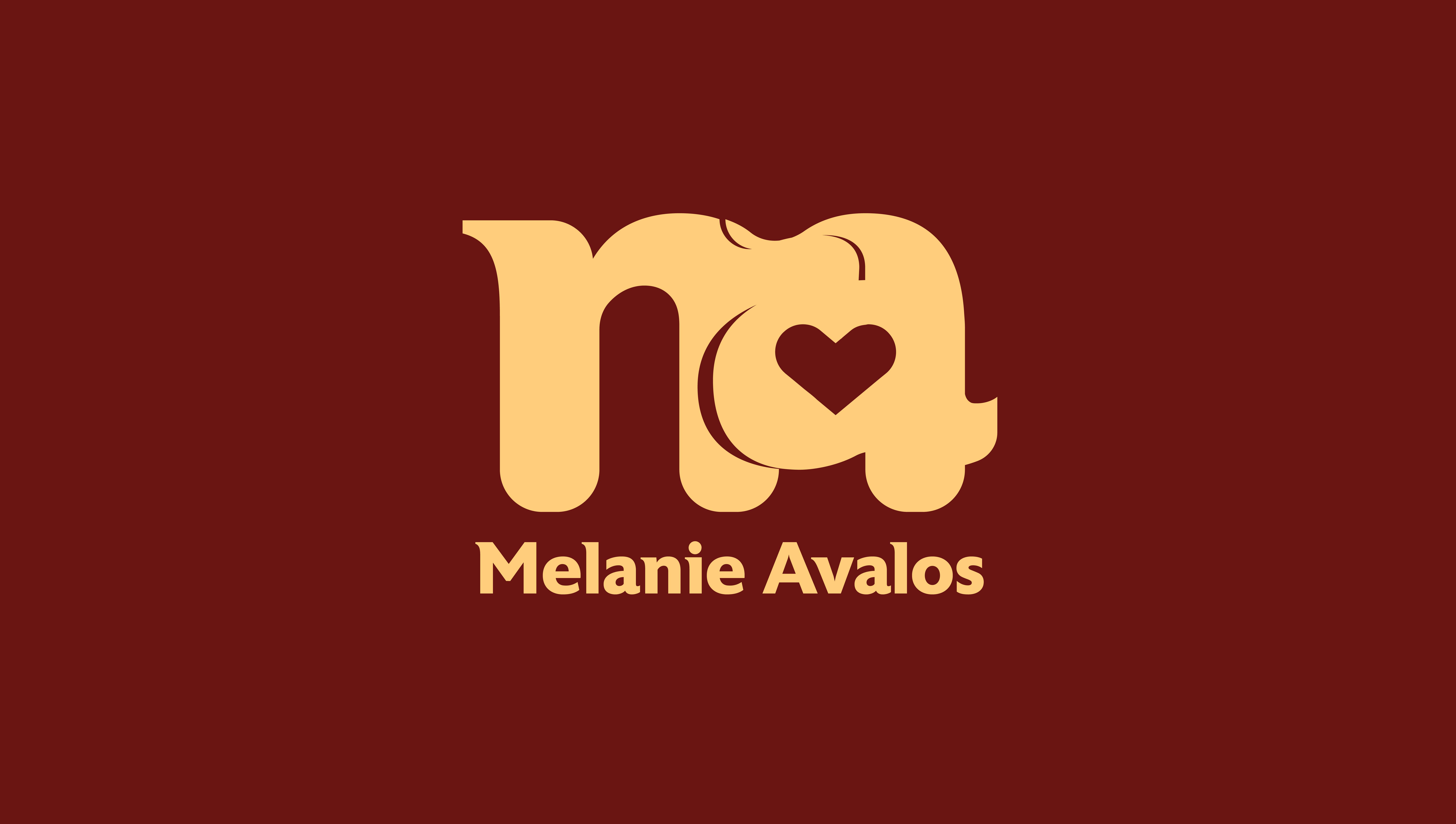 Illustrative tan "MA" on a burgandy background