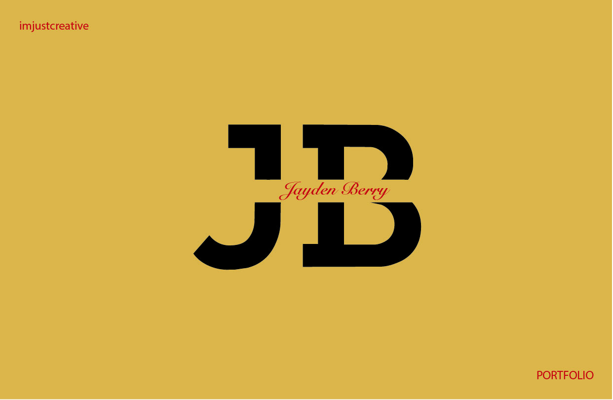 pale yellow background with black "JB" and red script "Jayden Berry" in the middle