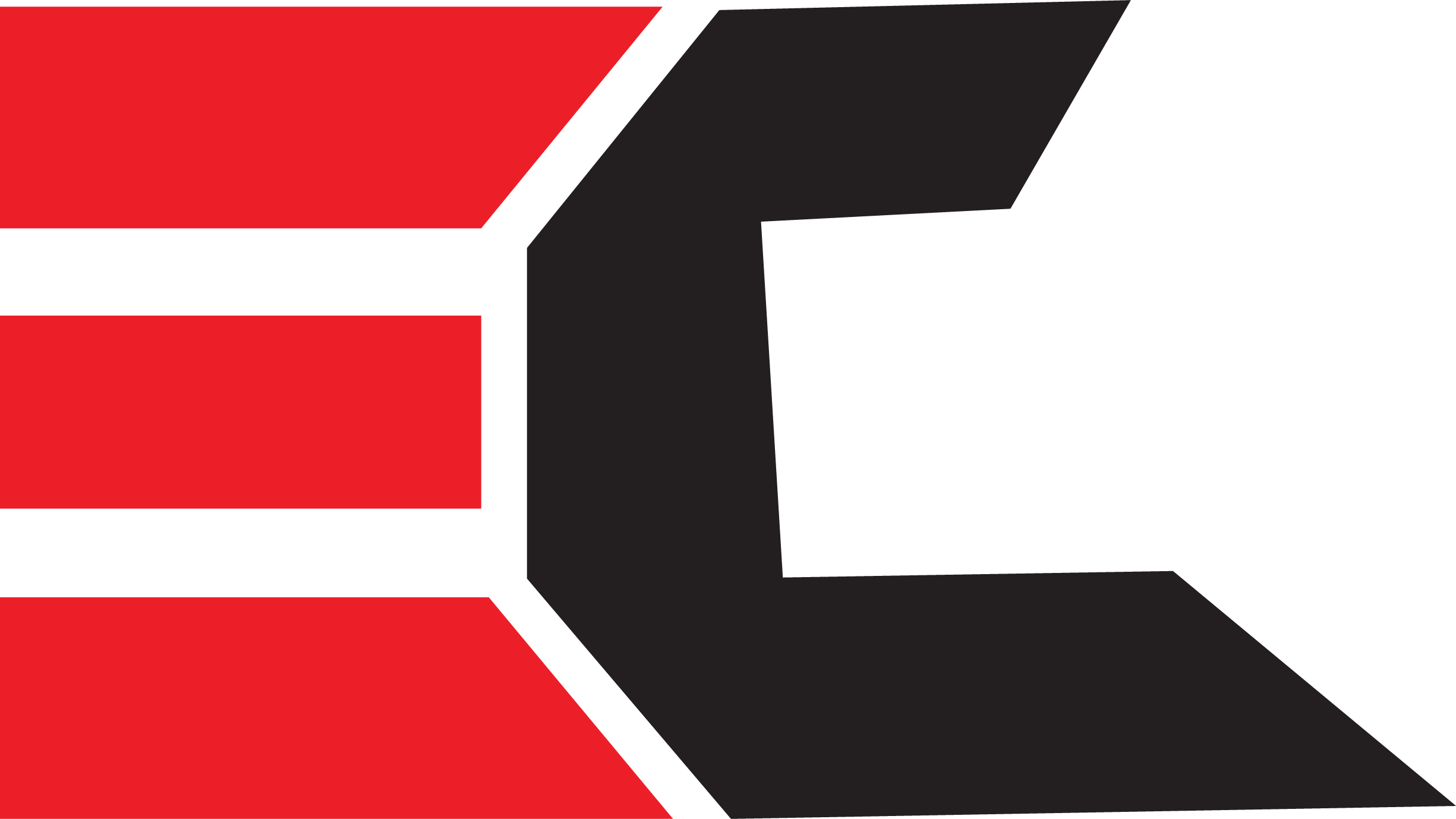 Minimalist red and black EC logo design