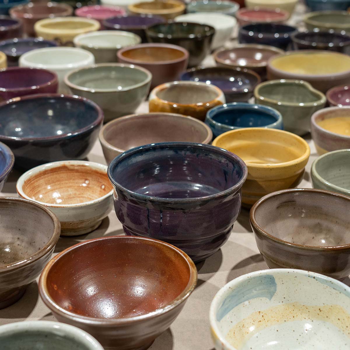 colorful ceramic bowls on a table