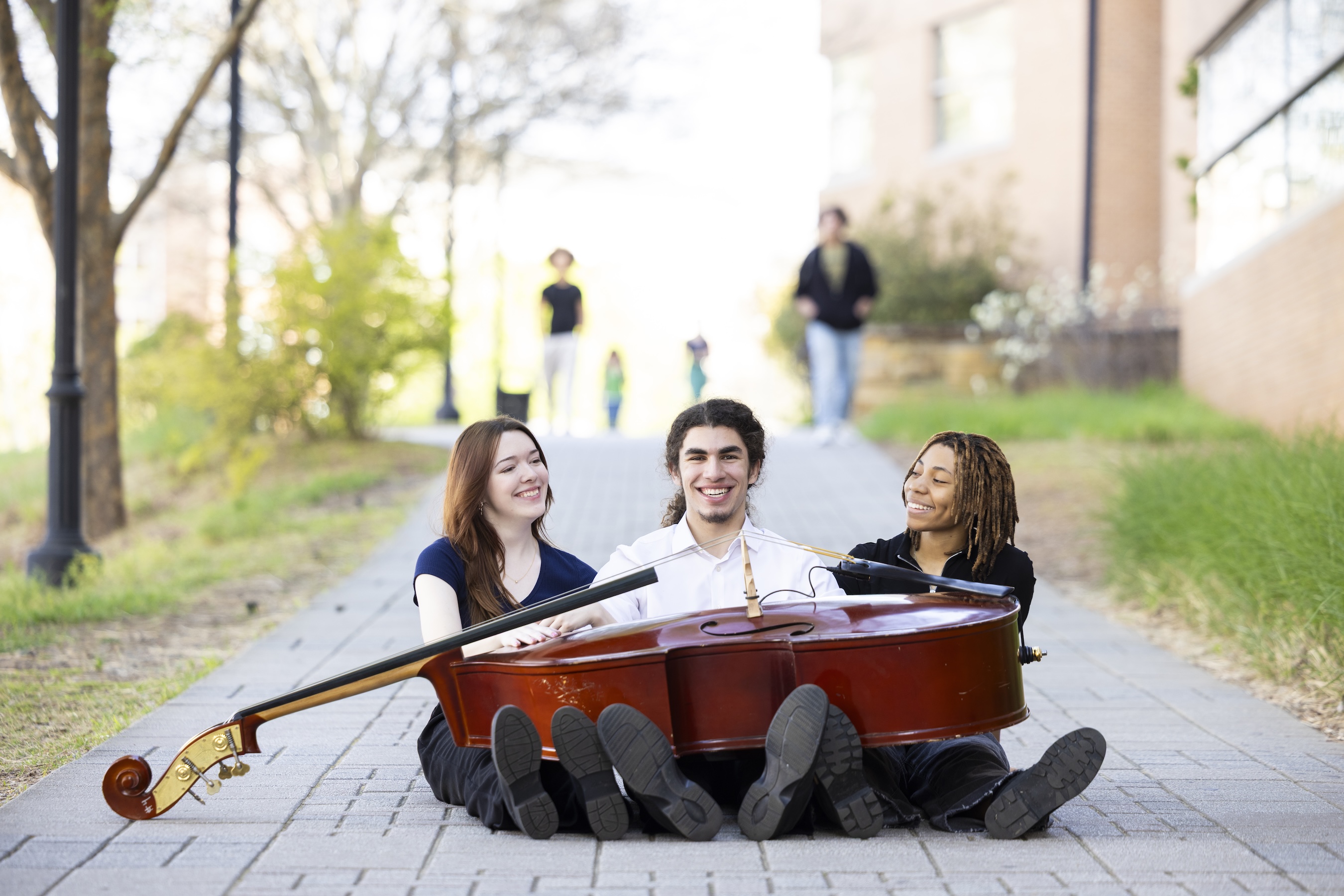 musicians gather with double bass