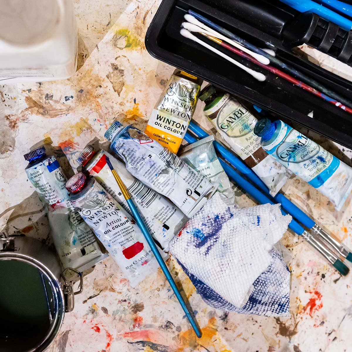 paintbrushes and paint