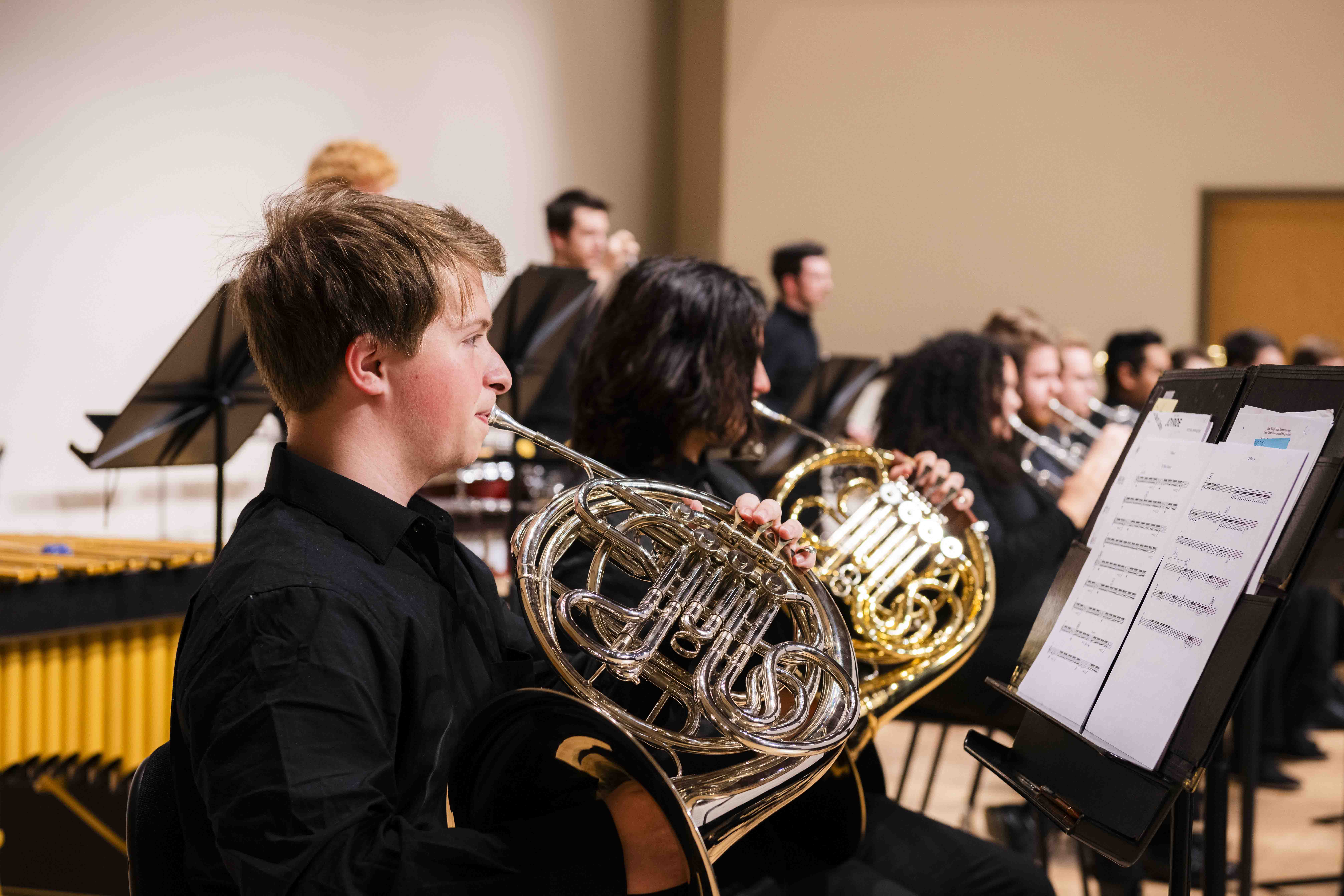 Band students playing instruments