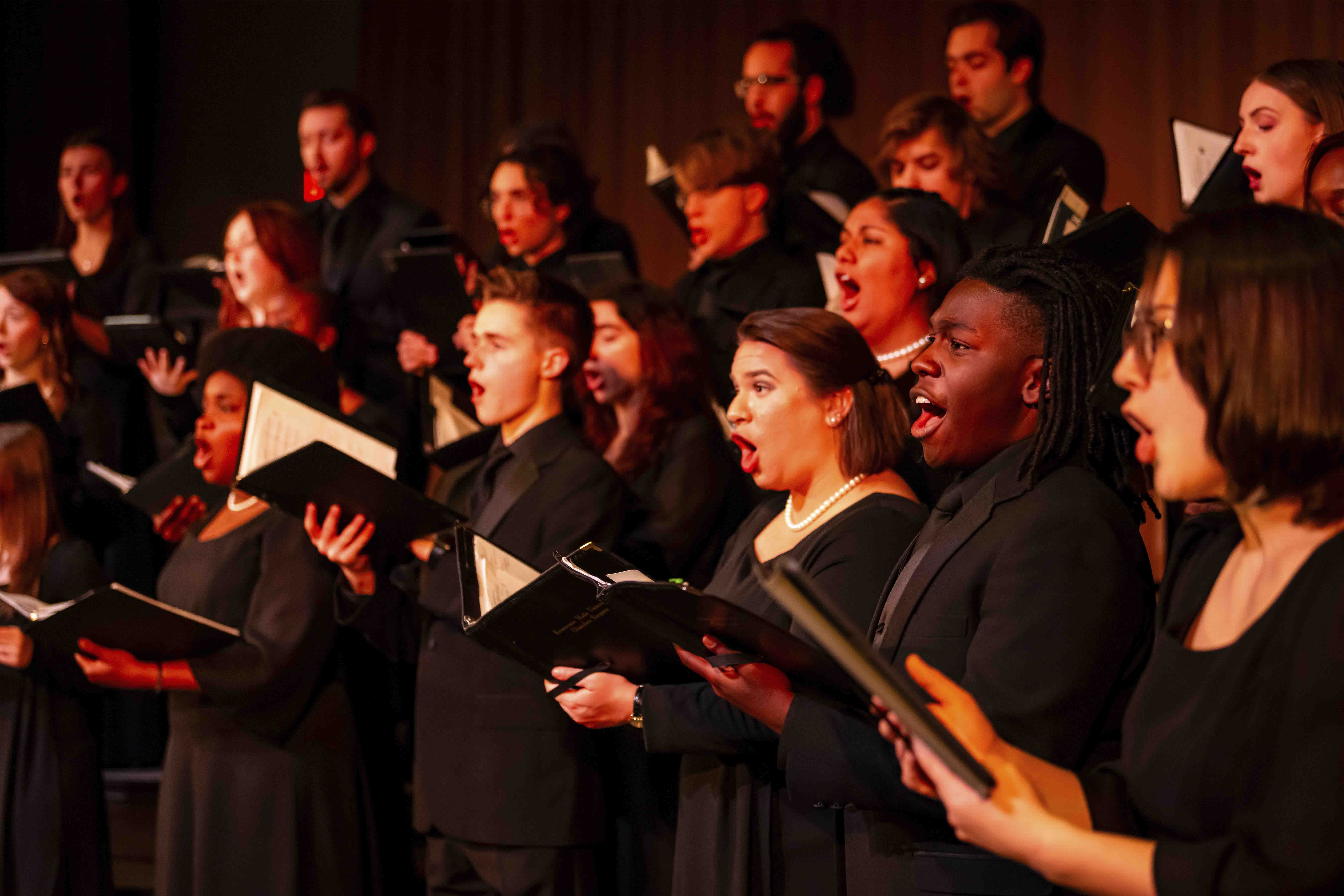 group of choir students singing