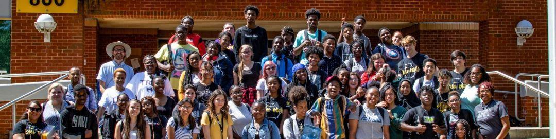 KSU TRiO participants standing in front of a building.  / 