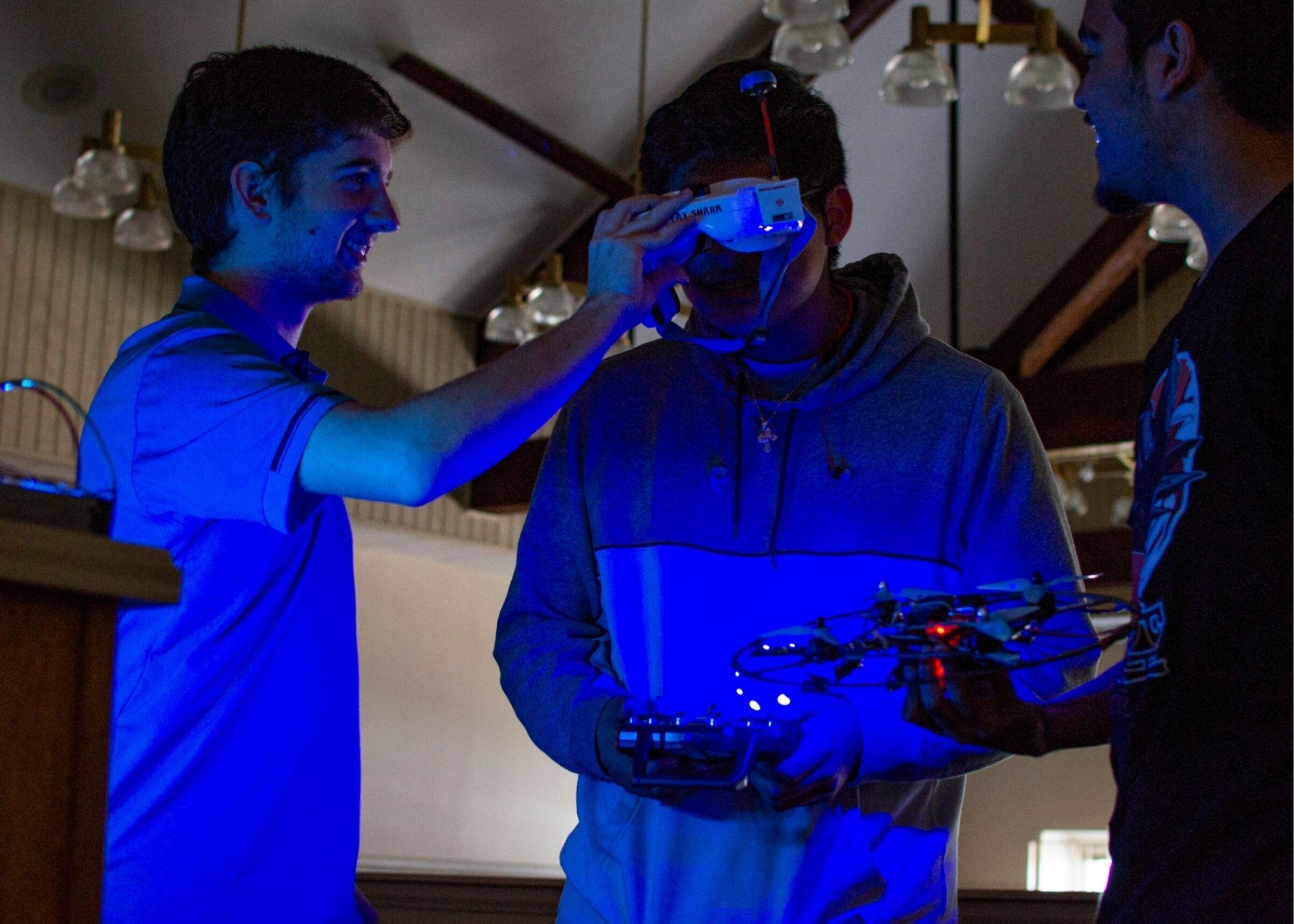 Students learning about drone flying.  / KSU TRIO's groundbreaking Drone Program introduces students to the basics of drone flying, ethics, and mechanics, and the program gives students the opportunity to test for their FAA Pilot's License 