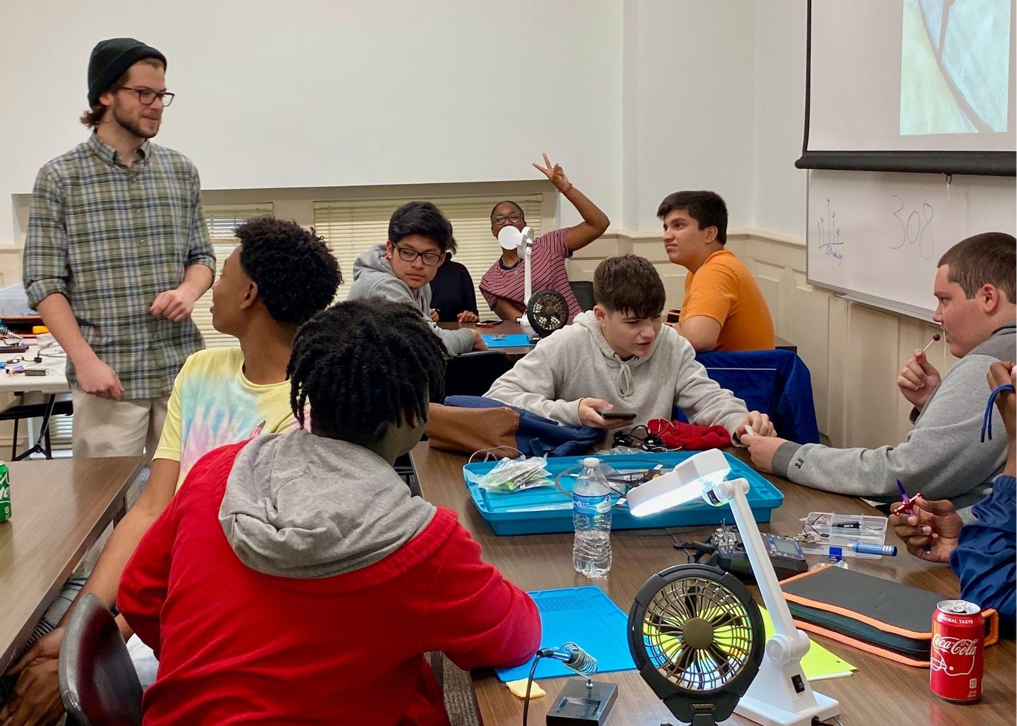 Students learning about the basics of drone flying   / KSU TRIO's groundbreaking Drone Program introduces students to the basics of drone flying, ethics, and mechanics, and the program gives students the opportunity to test for their FAA Pilot's License. 