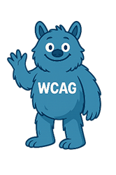BCOE WCAG Logo - Friendly, furry blue monster waving
