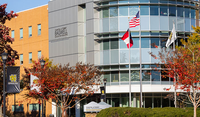 Photo of Bagwell College of Education building on a sunny fall day.