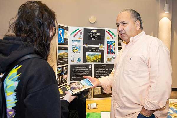 English professor explaing trip to Italy