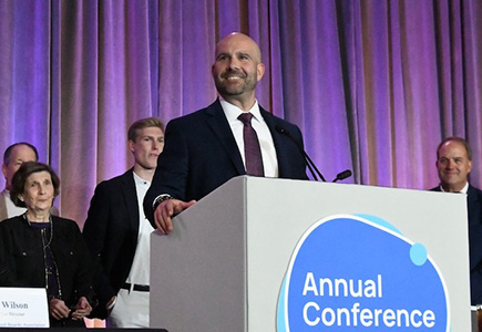 picture of Dr. Feuerbach receiving his Master’s Degree in Educational Leadership
