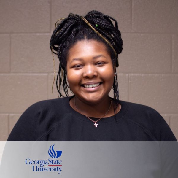 Mariah Banks, a smiling student in a headshot with the Georgia State University logo in the bottom left corner.