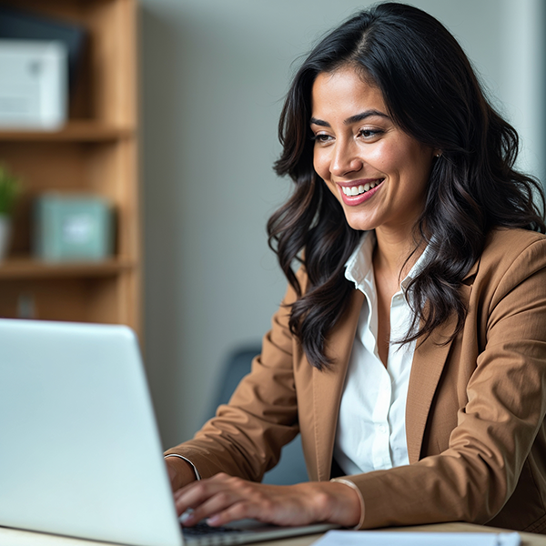 woman online with laptop