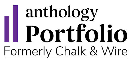Purple and Black Logo of Anthology Portfolio Formerly Chalk and Wire
