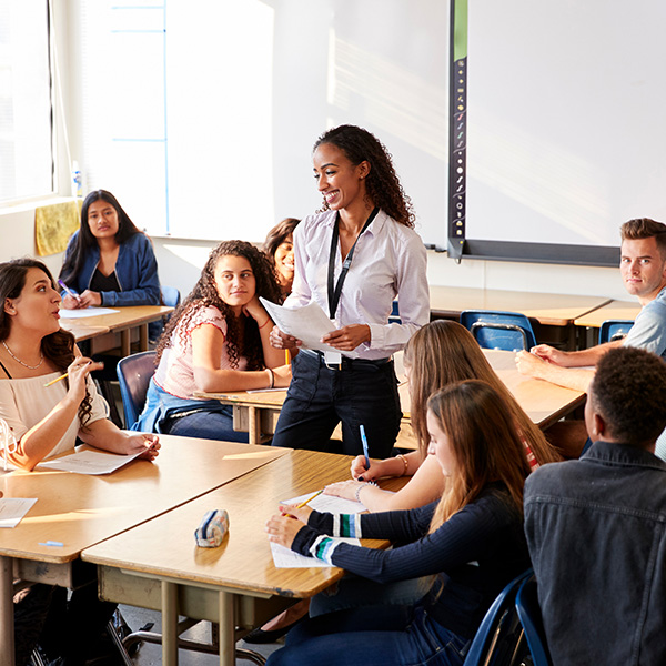 teacher with students