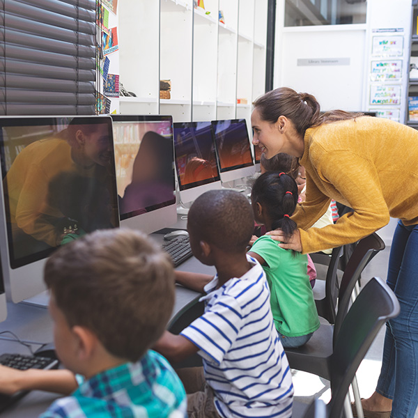 teacher with class of students
