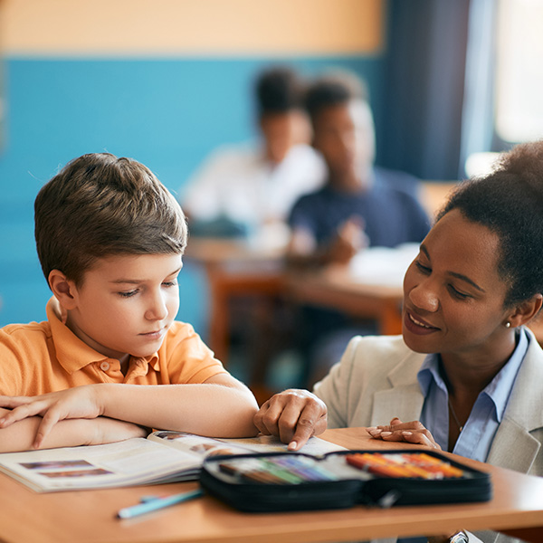 teacher with students