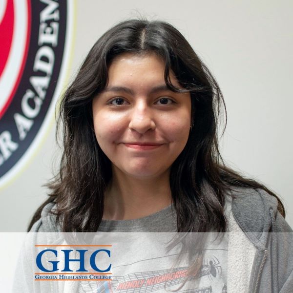 Viviana Rodriguez, a smiling student in a headshot with the Georgia Highlands College logo in the bottom left corner.