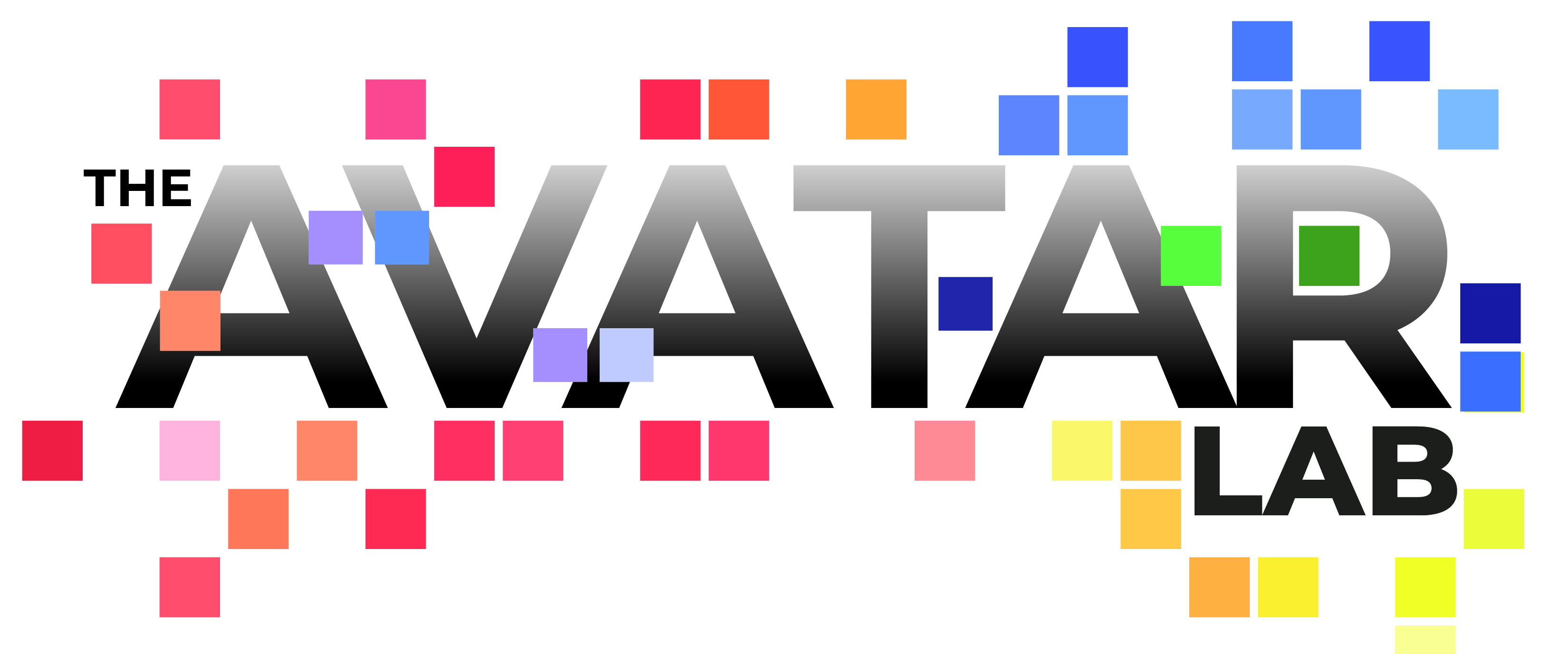 the avatar lab - text logo with multi color pixels