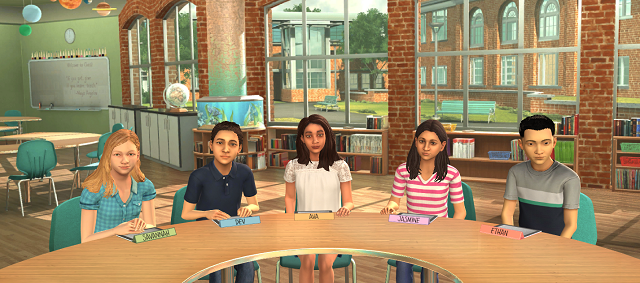five children avatars around a table