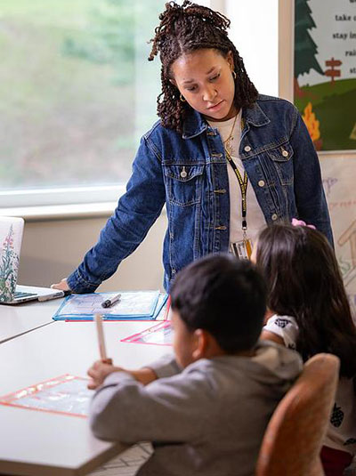 teacher with kids in classroom