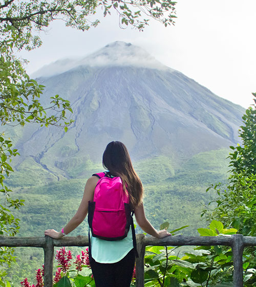 Photo of  KSU international student in Costa Rica viewing the volcano
