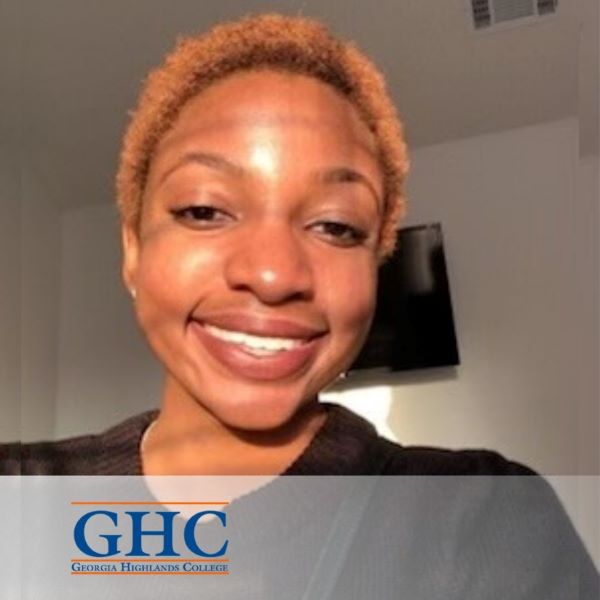 Ariahna Jean-Louis, smiling in a headshot with the Georgia Highlands College logo in the bottom left corner.