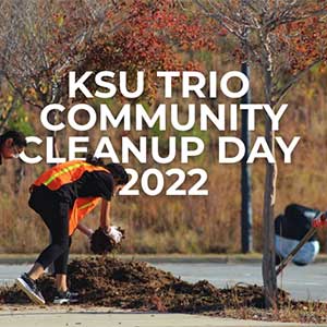 students cleaning up at ksu trio community cleanup day 2022