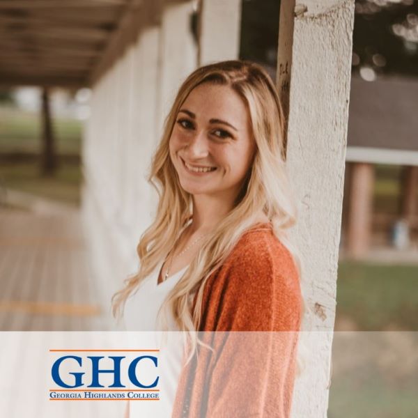 Morgan Watts, smiling in a headshot, with the Georgia Higlands College logo in the bottom left corner.