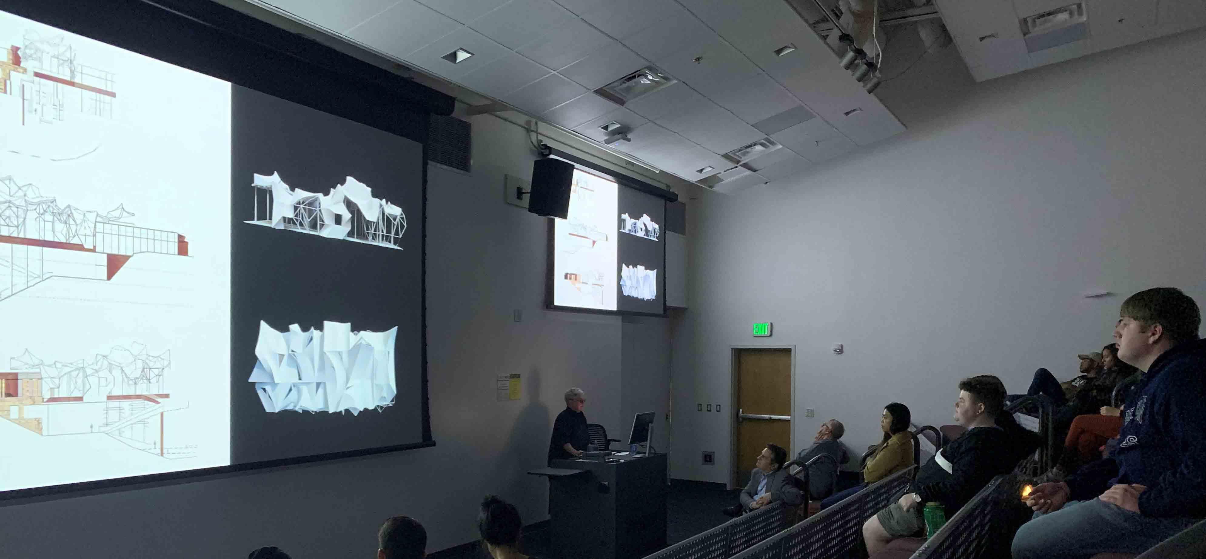  / Merrill Elam giving a presentation for architecture students 