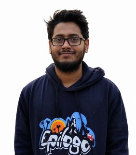 man smiling with blue hoodie on