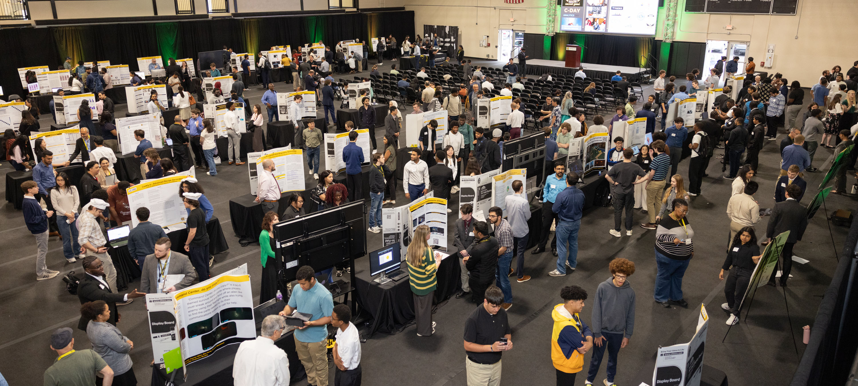 Overhead view of students talking during KSU's cday event