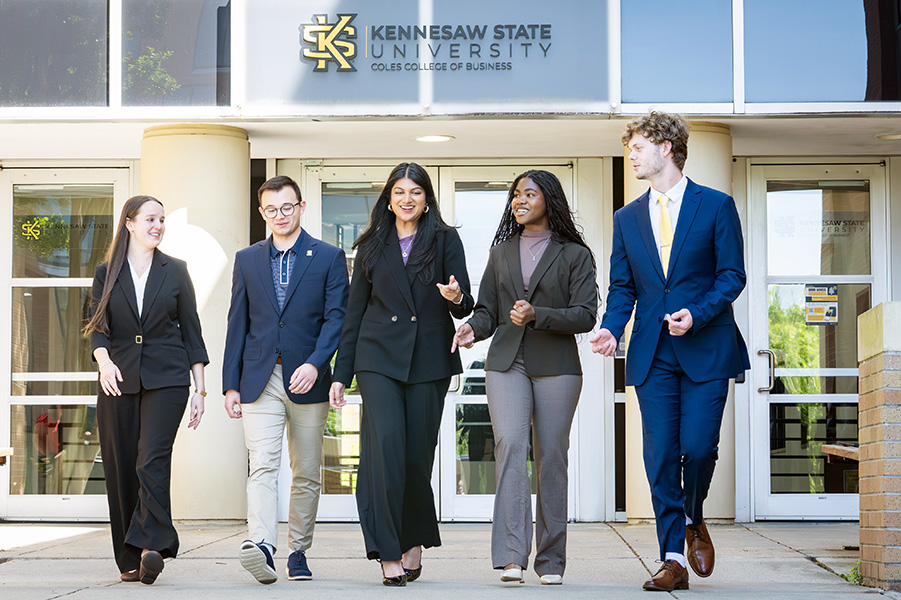 a group of accounting students walking together