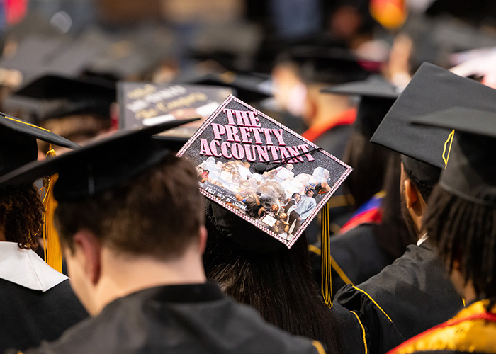 the pretty accountant at graduation.