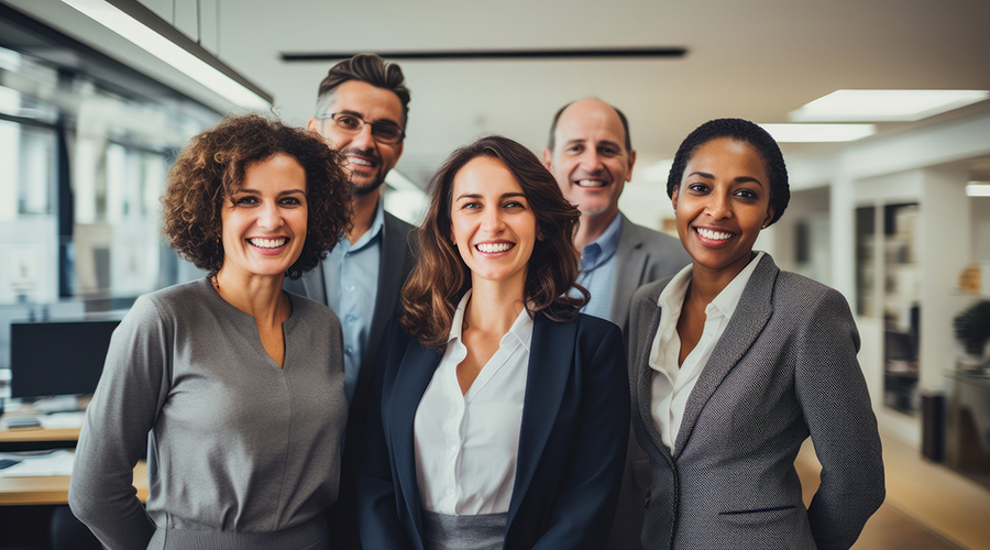 a group photo in an office setting