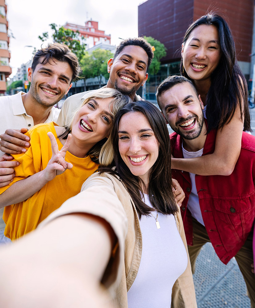 group of people with hands together