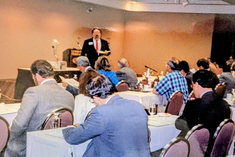 rom the Archives: Craig Aronoff speaks at one of the early Forum meetings from the late 1980s.