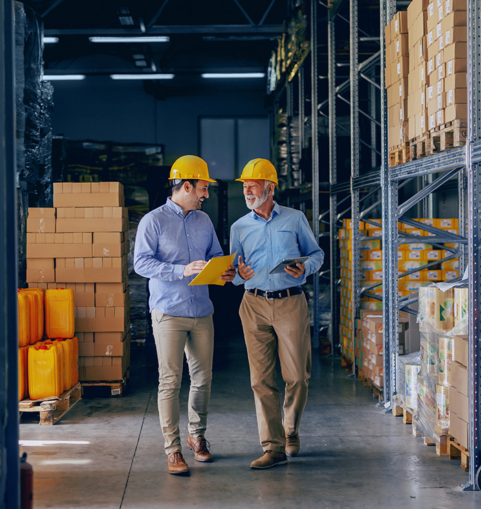 photo of people in a warehouse.