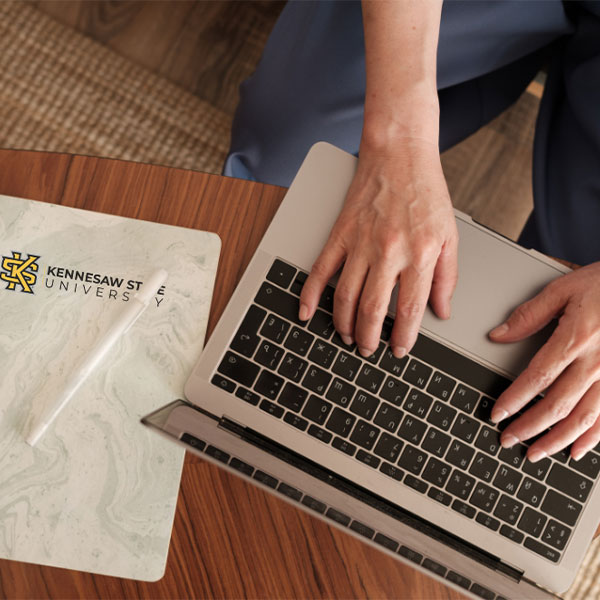 ksu student researching about the internal auditing education partnership certificate