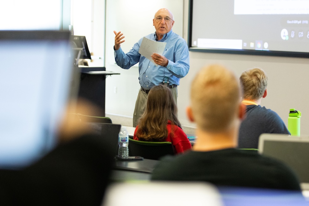 photo of Tom Garr in a classroom