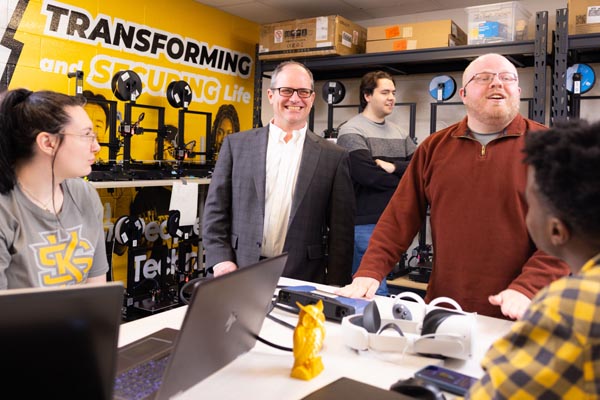 Dominic Thomas in the 3D printing lab