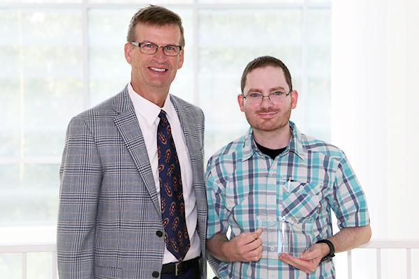  / Photo of Mark Anderson (left) and Distinguished Staff Award recipient, Matthew Rosenberg (right), Laboratory Professional II - Chem & Biochem & Part Time Instructor of Chemistry (CHEM) 