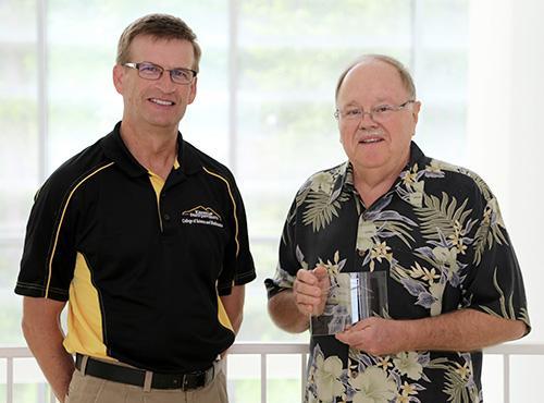  / Photo of Mark Anderson (left) and 2016-2017 CSM Distinguished Part-Time Teaching Award recipient, Horace Webb, Part-Time Assistant Professor of Biology in the Department of Ecology, Evolution, and Organismal Biology (right). 
