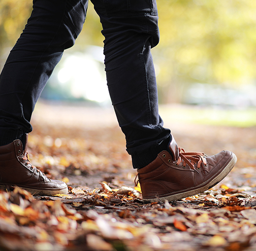 close up of man's legs as he's walking