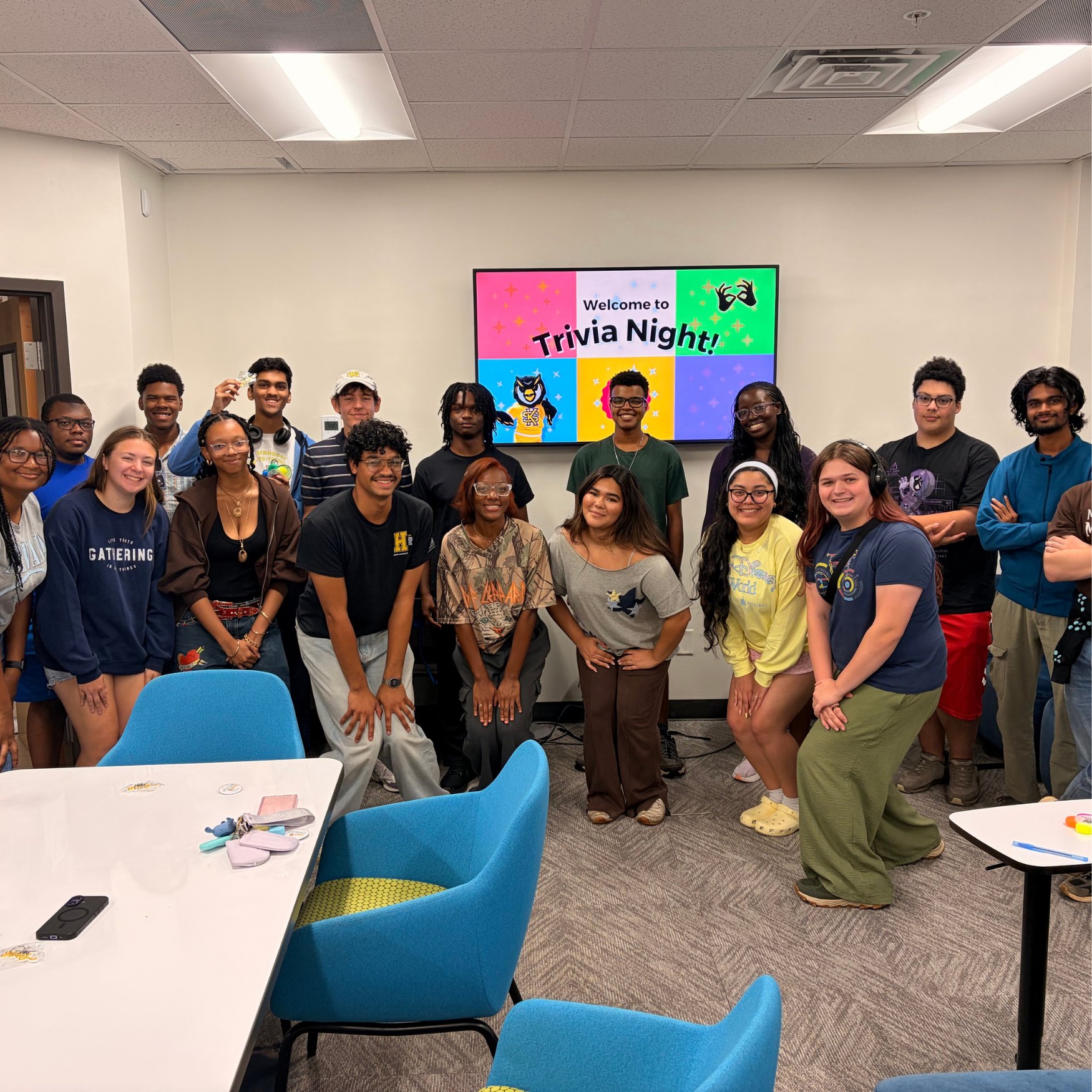 Group of Honors students at a trivia night in the KSU Honors Lounge on the Marietta campus.
