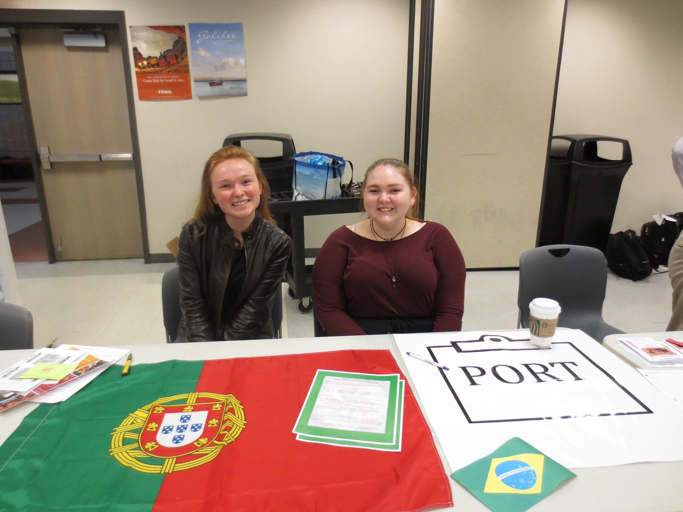  / students behind port table 