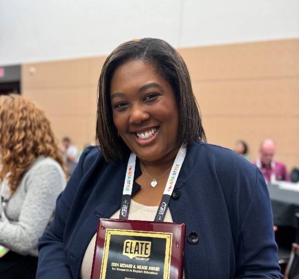 Dominique S. McDaniel of KSU with the ELATE Richard A Meade award.